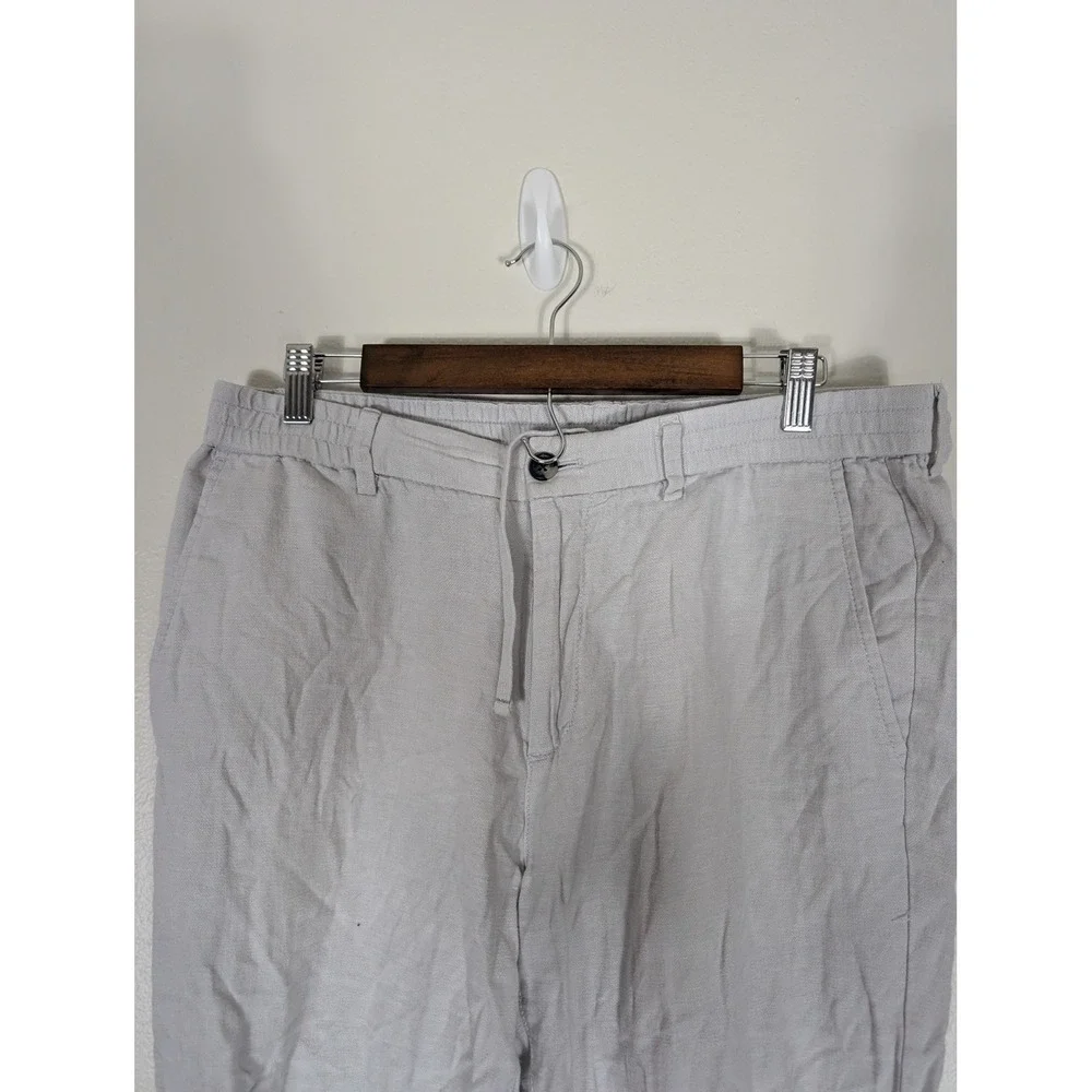 Banana Republic 34/32 Mason Athletic Tapered Pants Mens Gray Drawstring Linen